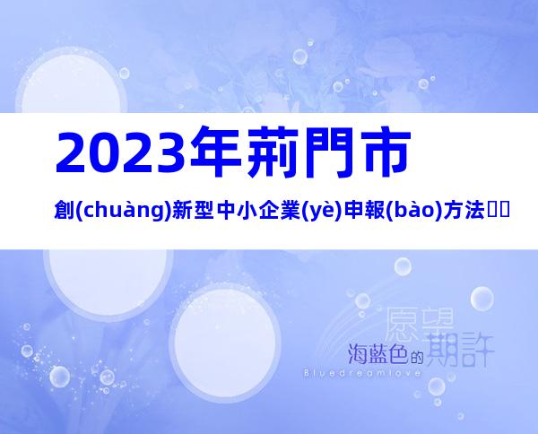 2023年荊門市創(chuàng)新型中小企業(yè)申報(bào)方法、流程、條件指南